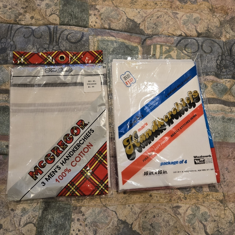 Men's Handkerchiefs, 2 Sets - White and Multicolor